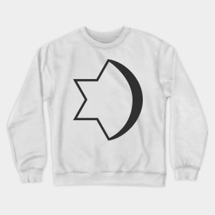 Combination of Star of David with Crescent religious symbols in black flat design icon Crewneck Sweatshirt